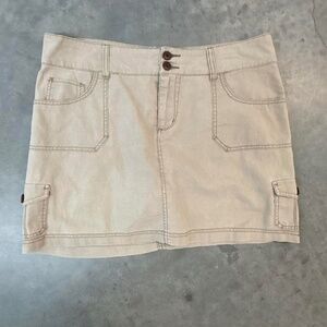 Cream Cargo Mini Skirt